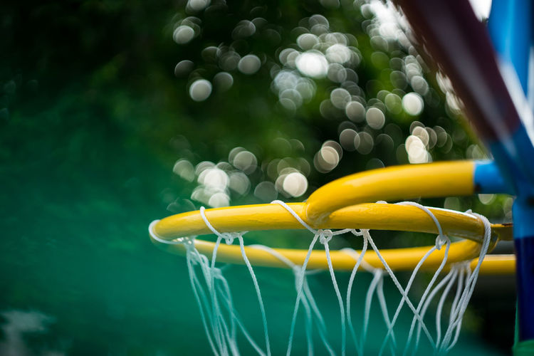 Close-up of basketball hoop outdoors