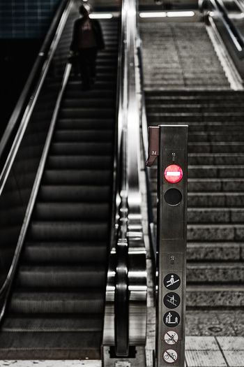 View of escalator at subway station