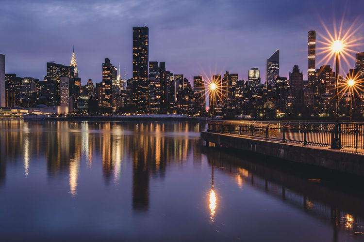 Illuminated city at night