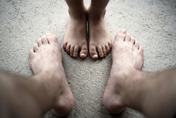 Low section of woman legs on feet