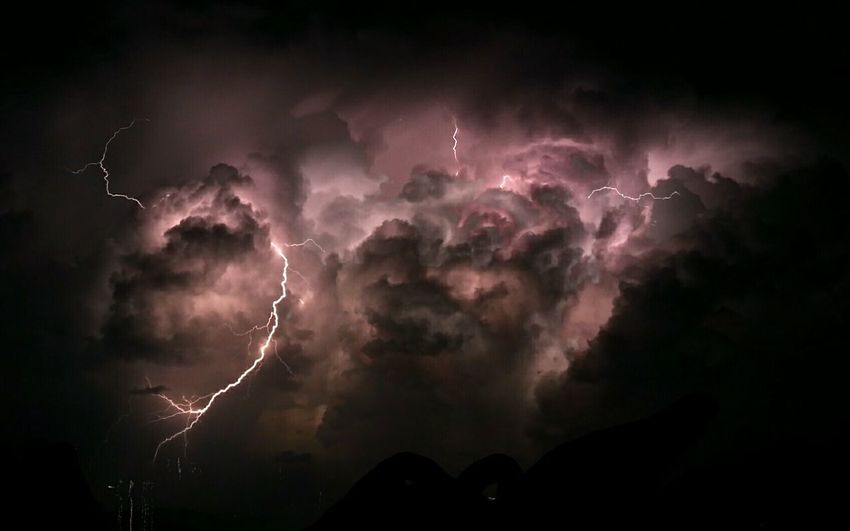 Low angle view of lightning at night