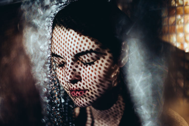 Close-up Day Indoors Mask - Disguise One Person Pattern People Portrait Portrait Of A Woman Real People Shadows Spooky Venetian Mask