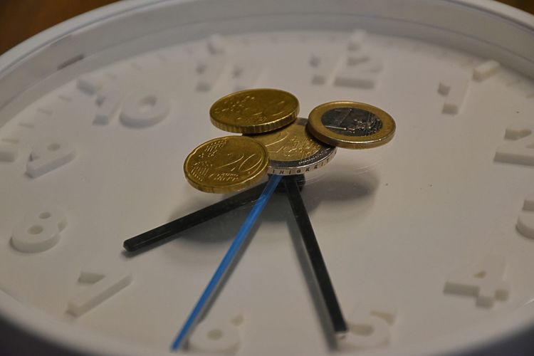 High angle view of clock