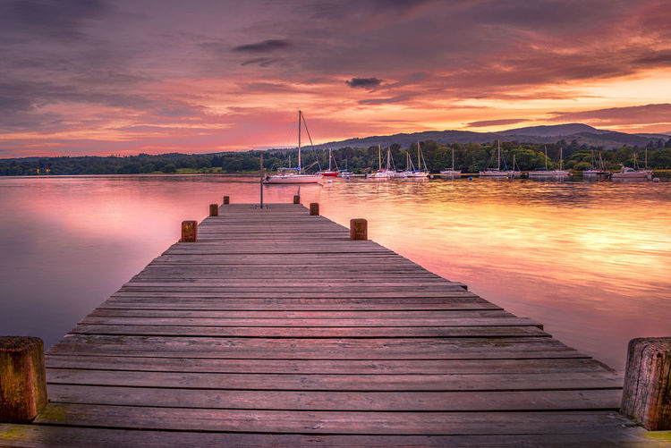Wooden jetty at sunset