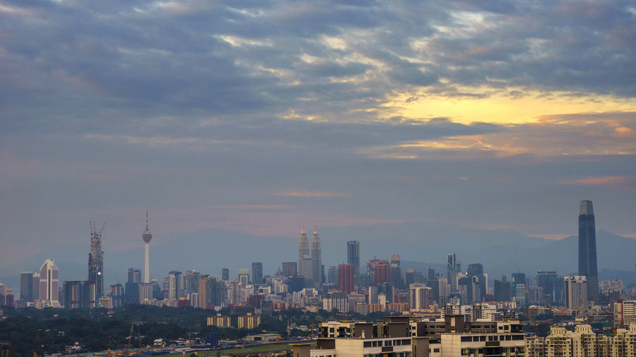 Panorama view of kuala lumpur city in the evening.