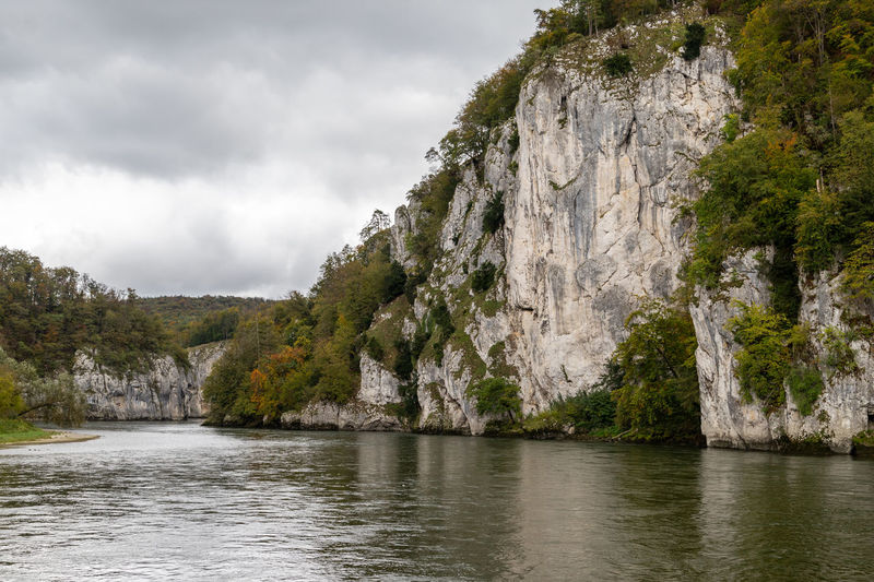 Nature reserve at danube river breakthrough nearby kelheim with limestone rock formations