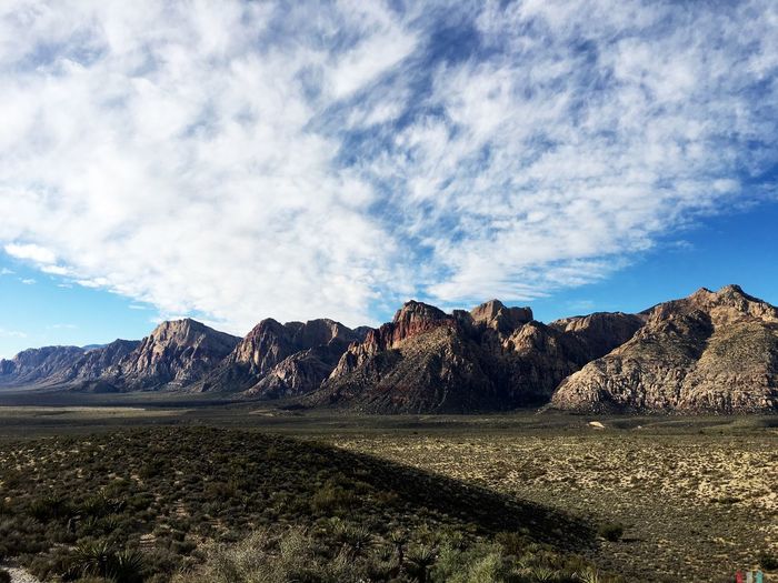 Scenic view of mountains at red rock canyon national conservation area against sky