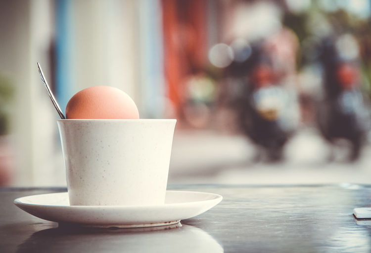 Close-up of breakfast on table