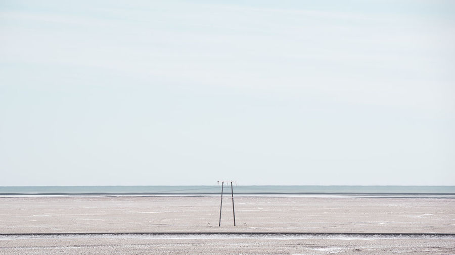Scenic view of beach against clear sky