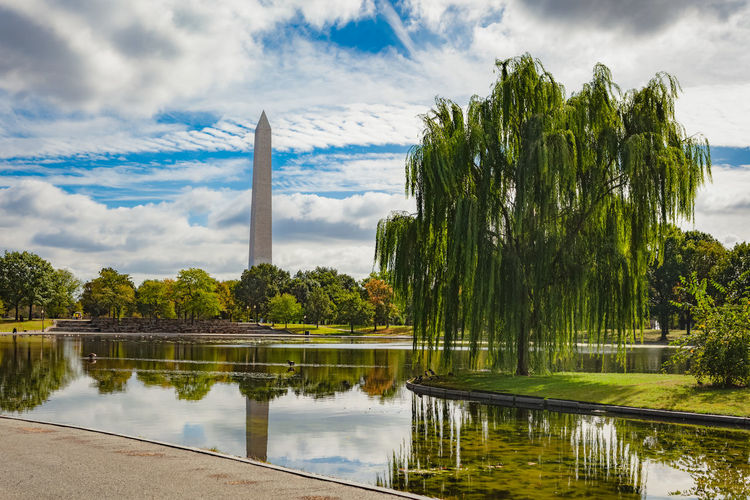 Constitution gardens and washington monument on the national mall in washington, dc