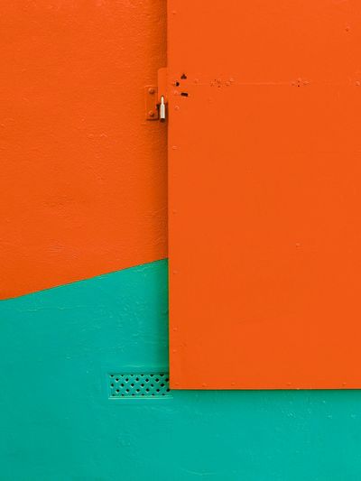 Closed orange door