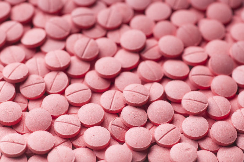 Close-up of pink pills