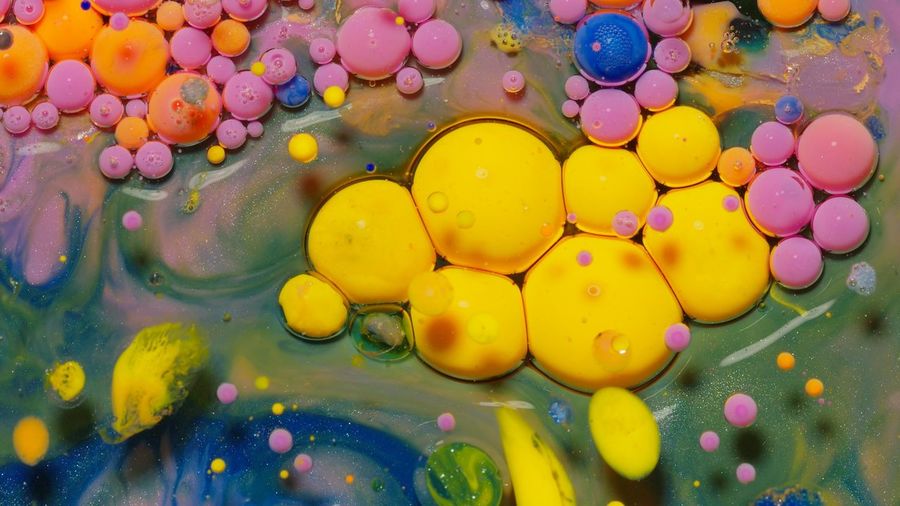 Full frame shot of multi colored bubbles