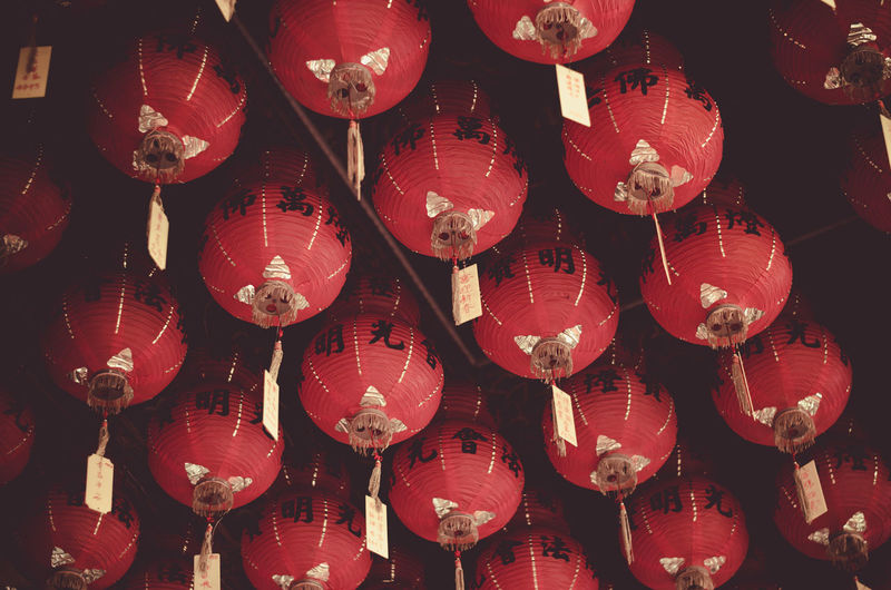 Full frame shot of illuminated lanterns