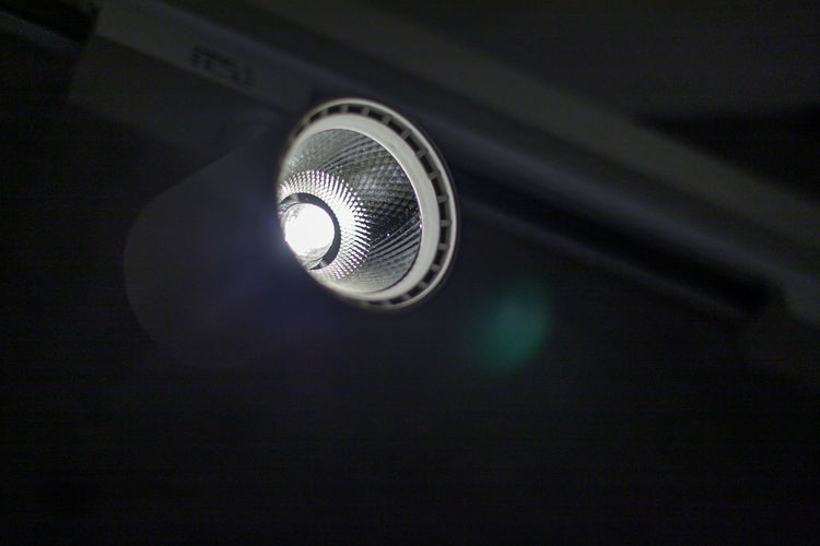 Low angle view of illuminated light bulb