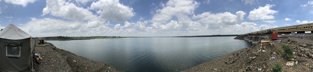 Panoramic view of river against sky