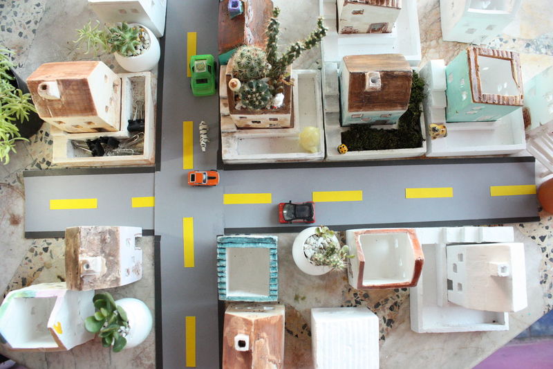 Directly above shot of model houses