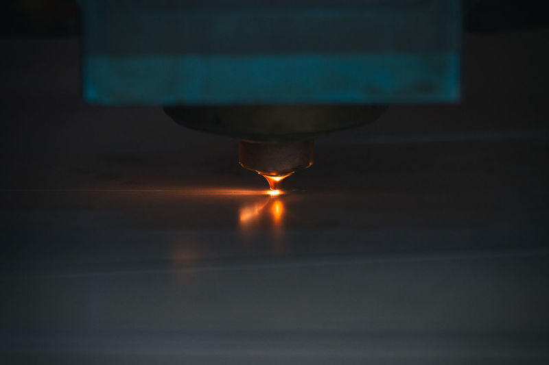 Close up of electric light on metal