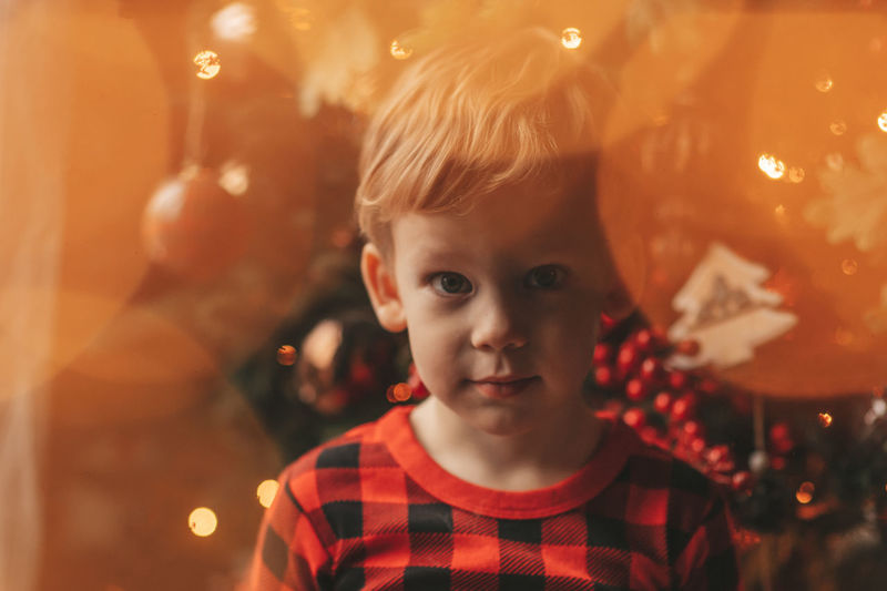 Portrait of cute girl with christmas decoration