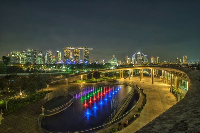 City nightscape view at marina barrage, singapore