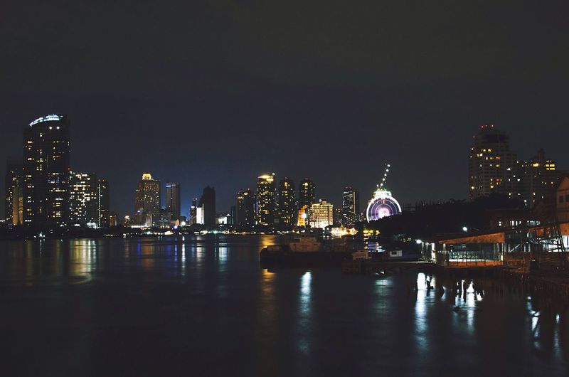 Illuminated city at night