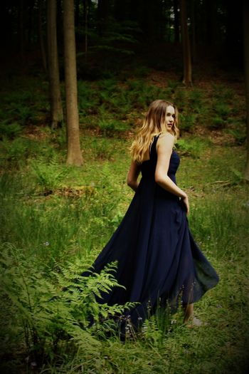 Young woman in forest