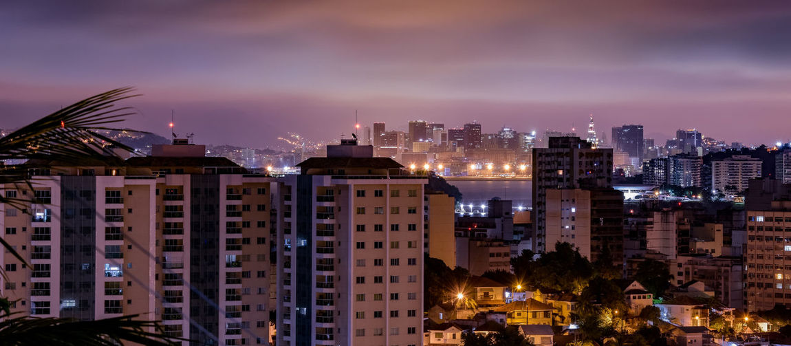 Long exposure urban night photography with buildings and lights of a brazilian city
