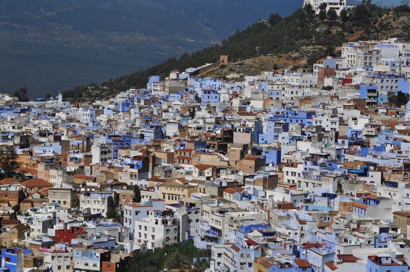 High angle view of townscape against sky