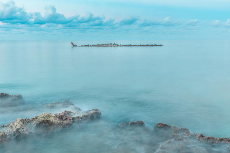 Coast of georgetown grand cayman and shipwreck gemma, long exposure