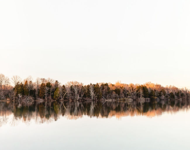 Scenic view of lake against clear sky