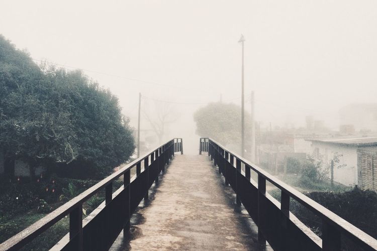 View of bridge in foggy weather