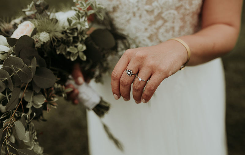 Close-up of hands holding flowers