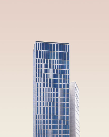 Modern building against colored background