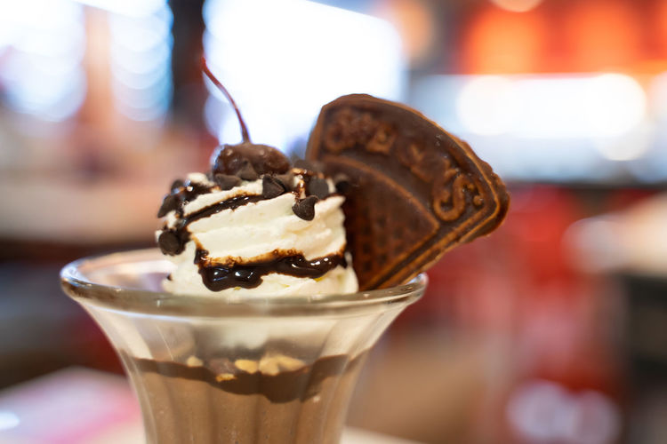 Close-up of ice cream in glass
