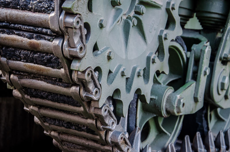 Close-up of armored tank