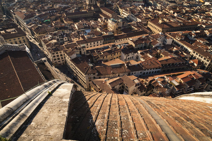 Medieval cityscape seen from high tower of duomo church
