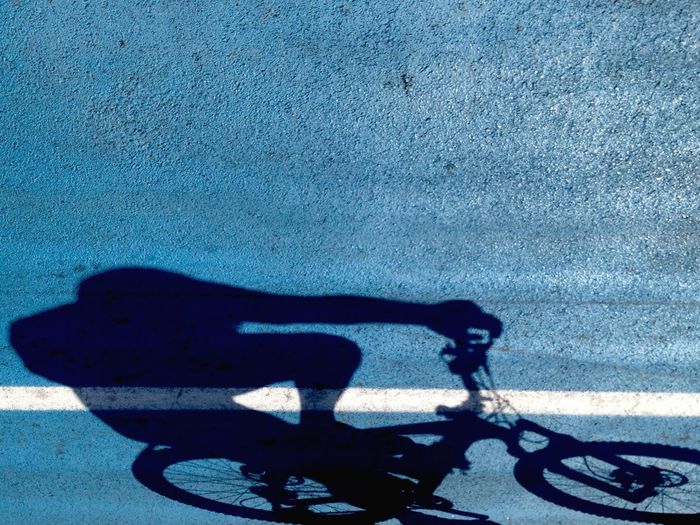 Shadow of bicycle on road