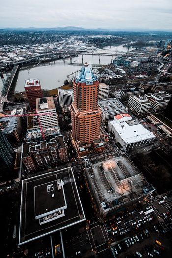 High angle view of city