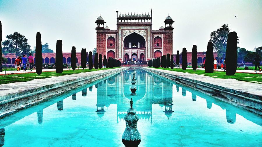 Reflection of built structure in water