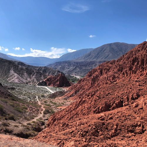 The breathing arid landscape of peaks and valleys in northern argentina. 