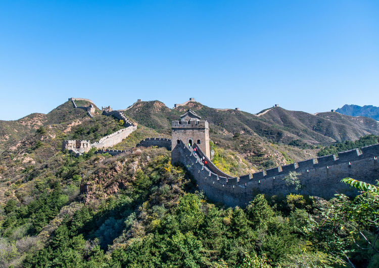 View of fort against blue sky