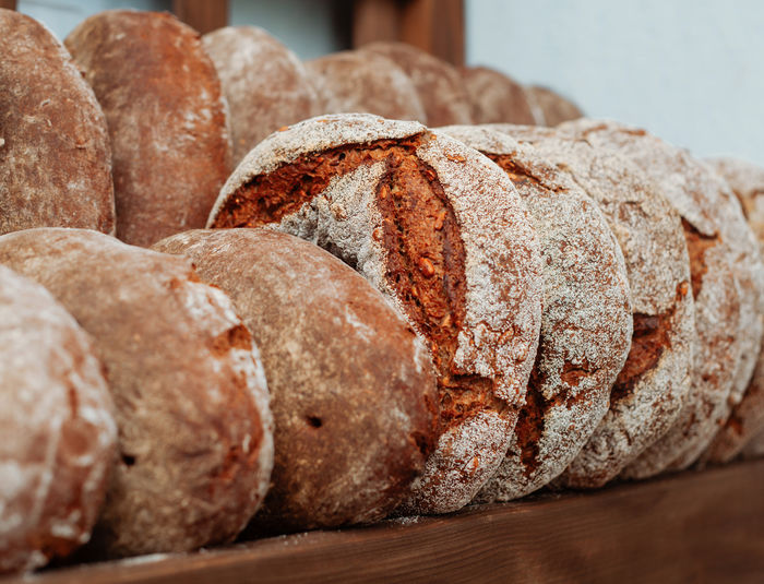 Pile of freshly baked rye bread