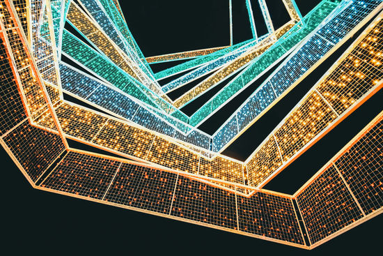 LOW ANGLE VIEW OF ILLUMINATED CEILING IN BUILDING