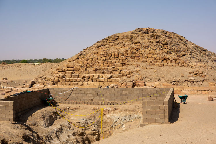Staircase to the underground entrance of a pyramid of black pharaohs in sudan