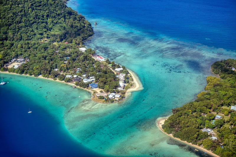 High angle view of swimming pool on beach