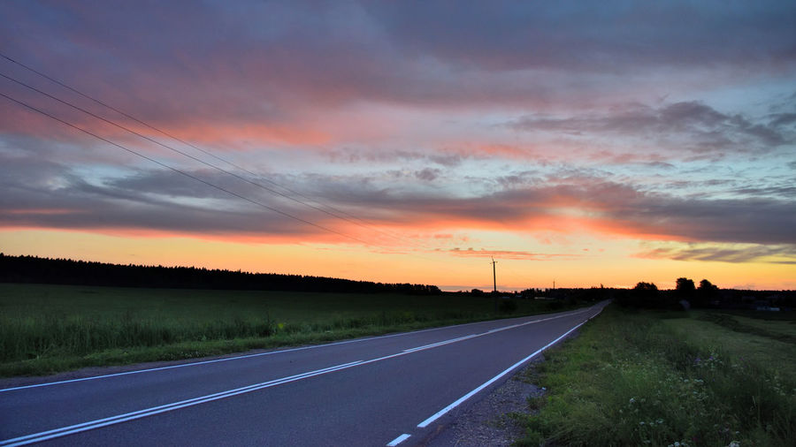 Road against sky during sunset