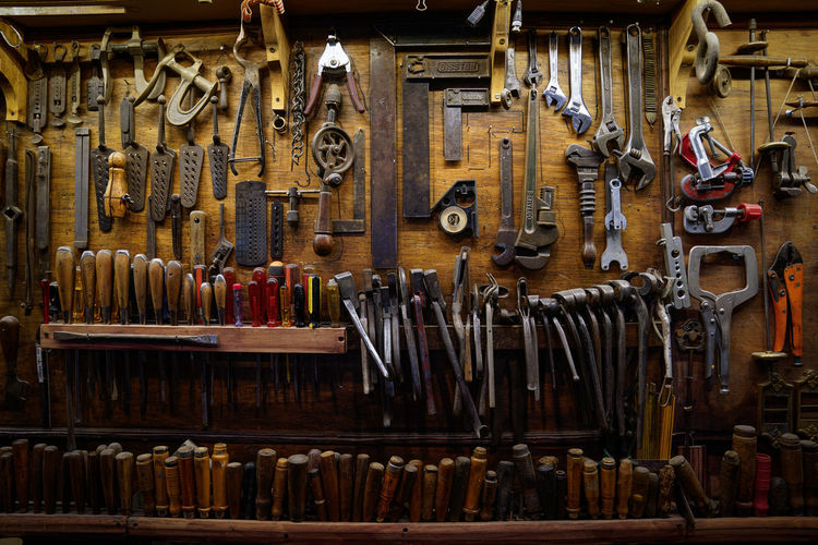 Close-up of tools store