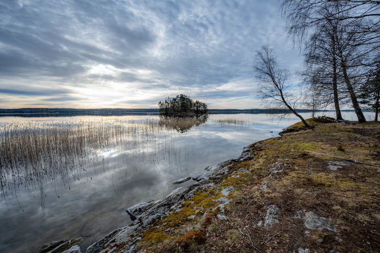 Scenic view of lake against sky
