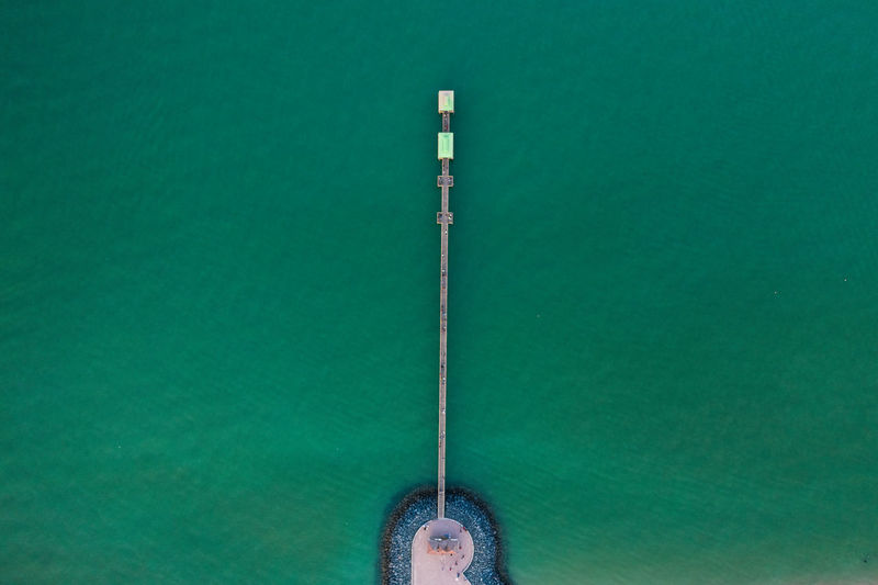 High angle view of electric light on water