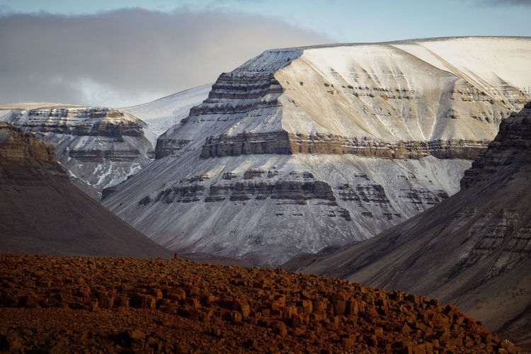 View at the mountains of dickson land, svalbard